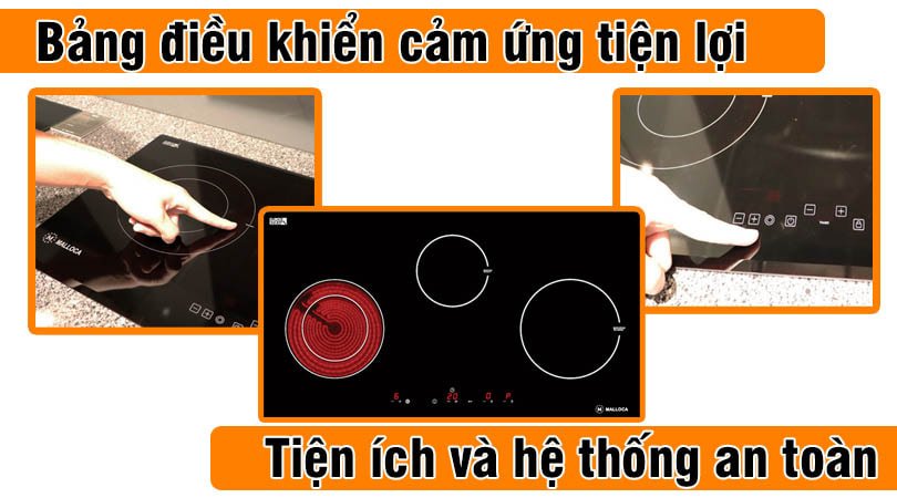 Bếp 2 từ 1 hồng ngoại - Malloca MH-03IRB