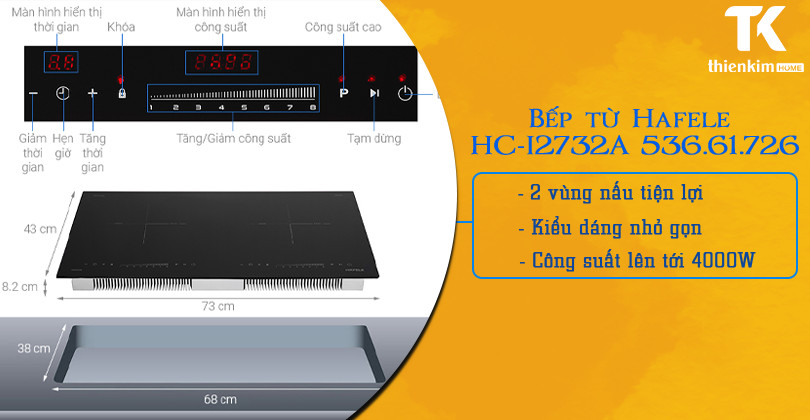 Bếp từ đôi Malaysia - Hafele HC-I2732A 536.61.726