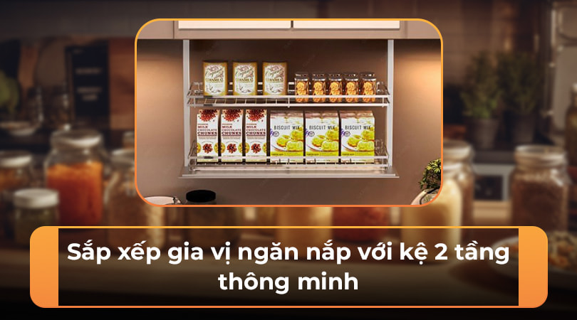 Sắp xếp ngăn nắp với kệ gia vị 2 tầng