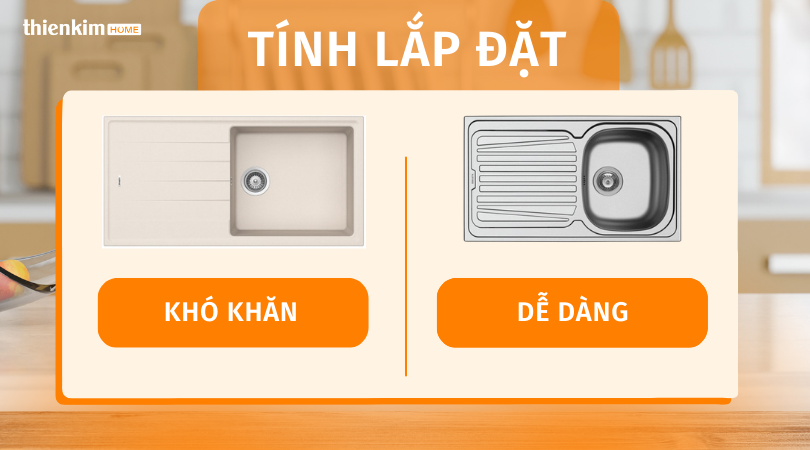 So sánh tính lắp đặt chậu rửa chén inox và chậu rửa chén đá phù hợp với nhà bếp