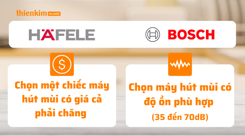 So sáng chọn máy hút mùi bếp - So sánh Máy hút mùi âm tủ Hafele và Máy hút mùi âm tủ Bosch